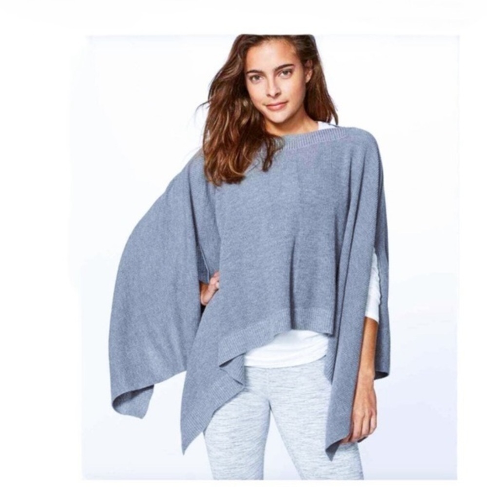 Lululemon Forward Flow Poncho‎ Sweater Heathered Blue Charcoal Women’s One Size